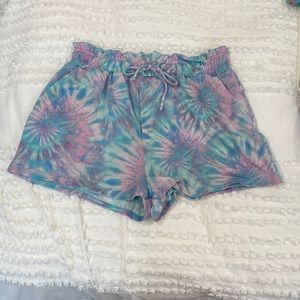 Chrysanthemum tie dye cotton shorts, size Large
